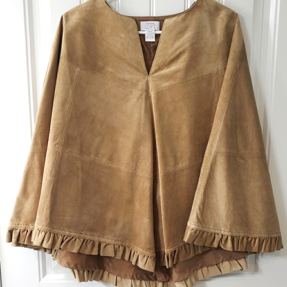 Ann Taylor Loft Suede Leather Poncho